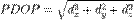 PDOP = \sqrt{d_x^2 + d_y^2 + d_z^2}