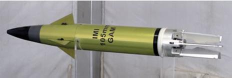 105mm Guided Artillery Munition from IMI is a GPS guided ammuniton for the 105mm gun. Photo: Defense Update