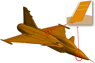 https://www.feko.info/applications/white-papers/resource-scaling-gripen-aircraft/CADFEKO_Grippen_coupling_antennas.png