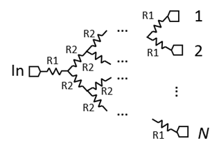 http://www.markimicrowave.com/blog/wp-content/uploads/2015/06/N-Way-Branched-Resistive-Power-Divider.png