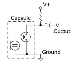 설명: http://upload.wikimedia.org/wikipedia/commons/thumb/5/57/Electret_condenser_microphone_schematic.png/220px-Electret_condenser_microphone_schematic.png