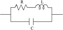 Equivalent circuit of the inductor, where R, L, and C refer to resistance, inductance, and capacitance, respectively.