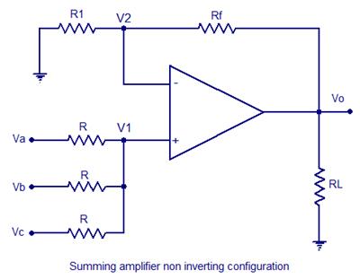 summing amplifier non inverting configuration